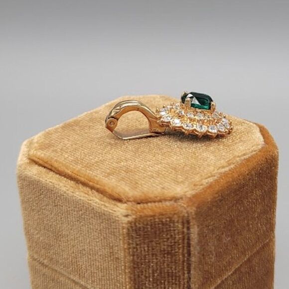 Roman signed pendant Green stone Clear rhinestone - Picture 3 of 5